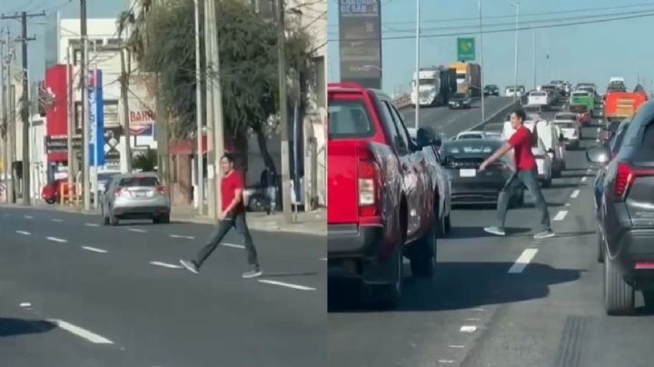 VIDEO | Captan a conductor persiguiendo a otro con un martillo en plena avenida Barragán