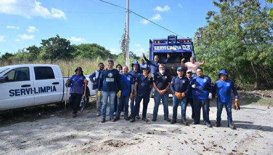 Servilimpia realiza operativo de limpieza en la comisaría de Cholul.