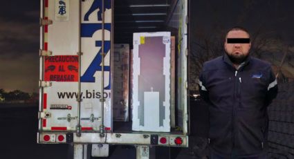 Arrestan a joven cuando robaba un refrigerador en plena carretera de Escobedo