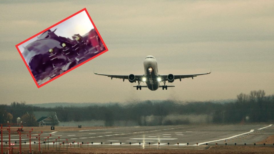 El avión recorrió más de mil metros tras el impacto.