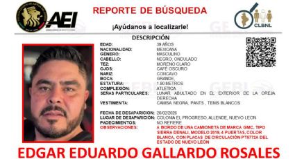 Activan alerta en Allende para localizar a Édgar Gallardo; aparece asesinado