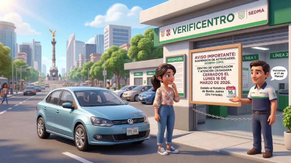 Línea de inspección de emisiones operando dentro de un centro autorizado por la Secretaría del Medio Ambiente capitalina.