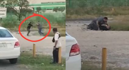 Captan pelea entre conductor y motociclista en avenida Miguel Alemán en Apodaca | VIDEO