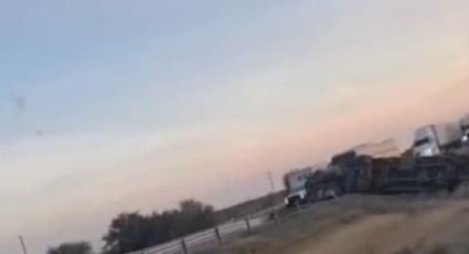Vuelca tráiler en la Autopista a Laredo; hay dos lesionados