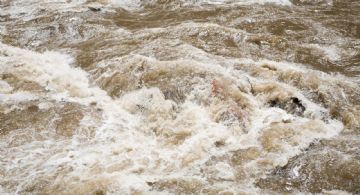 VIDEO | Combi queda varada por inundación en Edomex