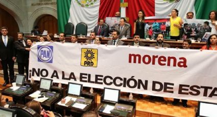 Diputados del PAN, PRD, Morena y PT toman la tribuna en Edomex contra 'Elección de Estado'