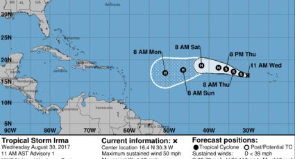 Tormenta tropical Irma se forma en el Atlántico