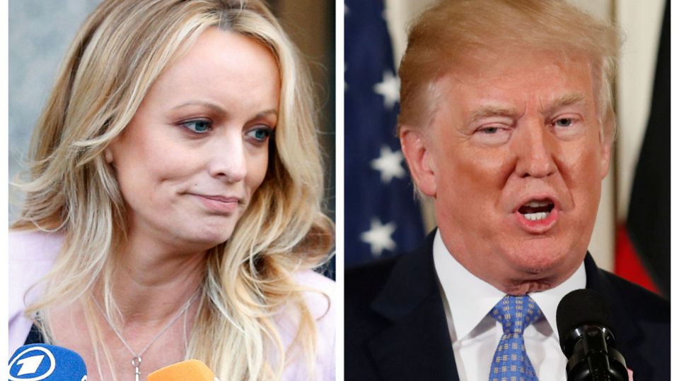 Stormy Daniels, actriz porno y Donald Trump, presidente de EU.