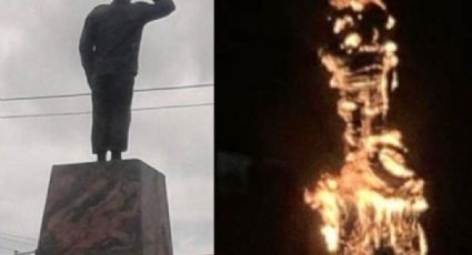 Derriban estatua de Hugo Chávez en Venezuela tras protestas (VIDEO)