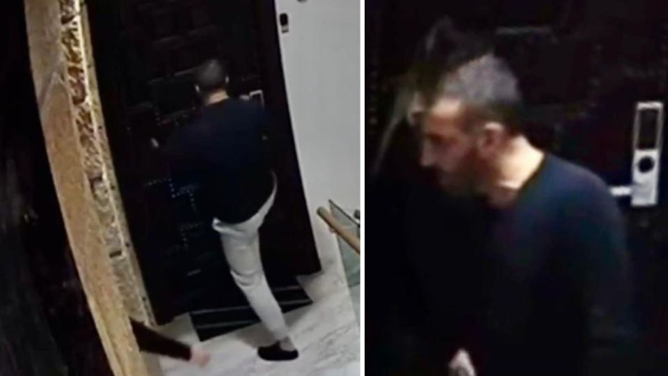 Imágenes del video donde Simón Levy patea la puerta de una vecina y la amenaza de muerte.