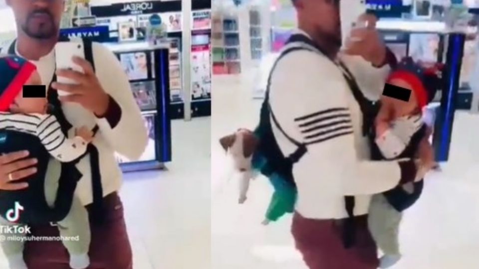 ¡Este hombre cargó hasta con su cachorrito!