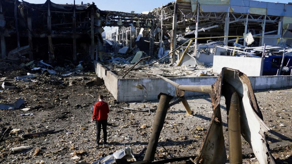 Un centro comercial destruido en Odesa, Ucrania.