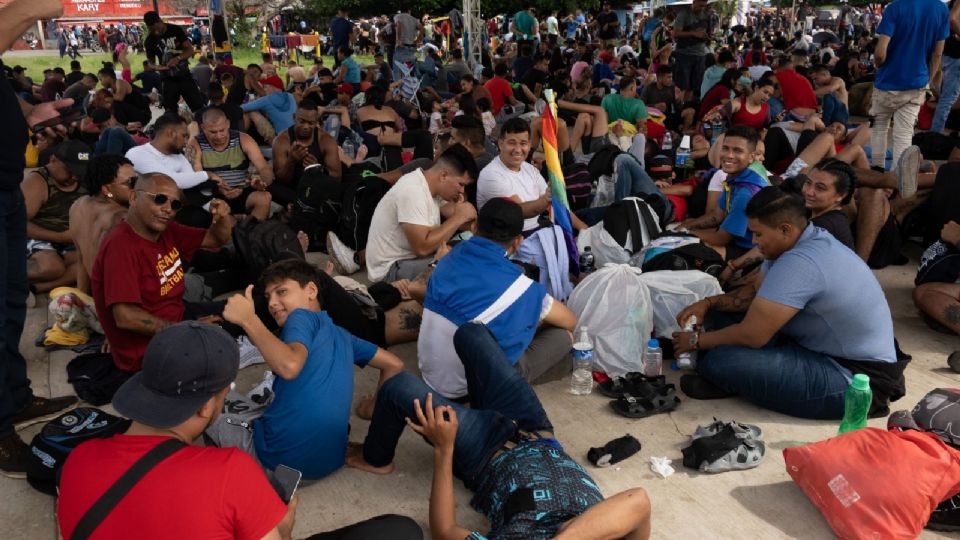 La Caravana Migrante descansó en el Parque Central del municipio de Álvaro Obregón, Chiapas.