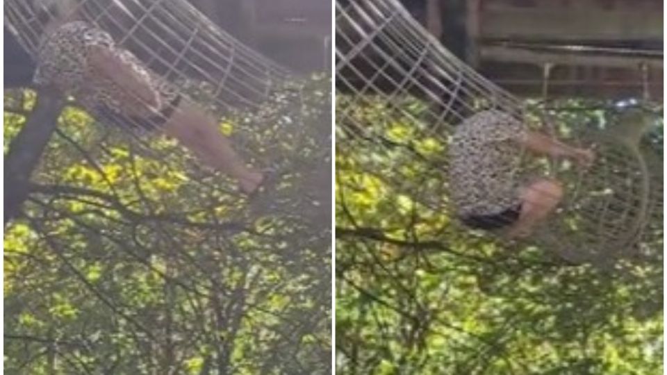 Abuelita queda atrapada en un túnel de un parque temático.