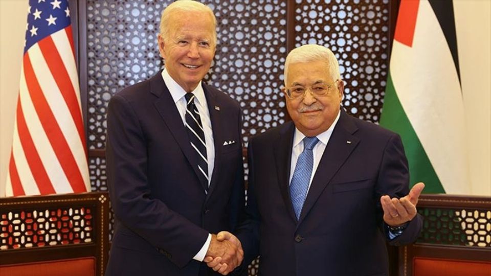 Joe Biden, presidente de EU y Mahmud Abbas, mandatario palestino