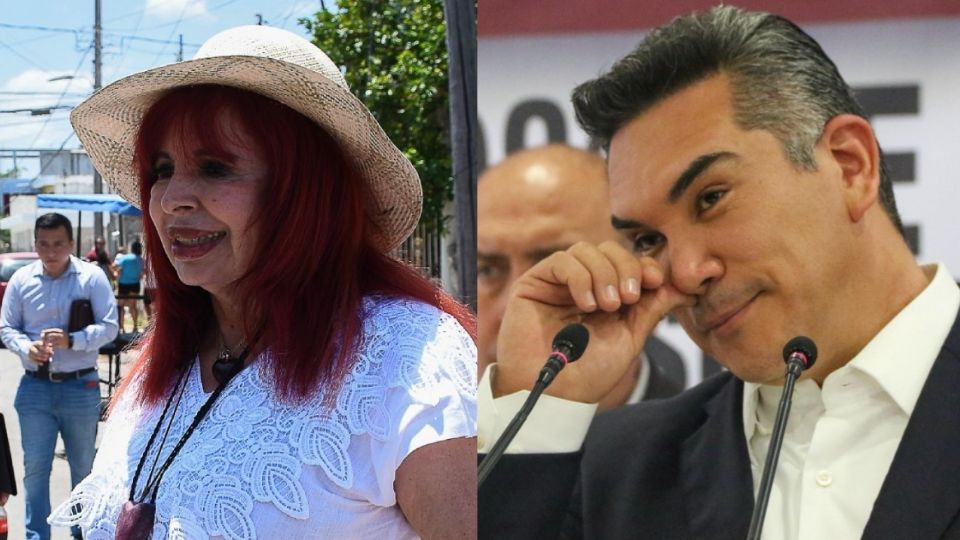 La gobernadora de Campeche, Layda Sansores y Alejandro Moreno, dirigente nacional del PRI.