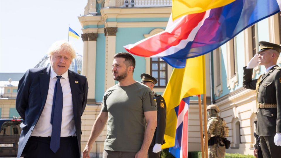 Boris Johnson con Volodomir Zelenski en el Día de la Independencia de Ucrania