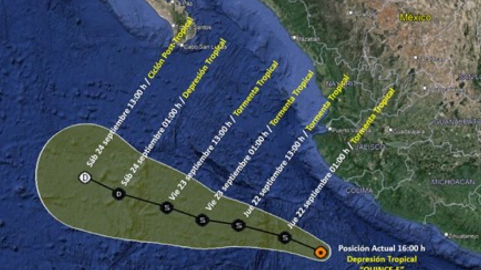 Se forma la depresión Tropical “QUINCE-E”.