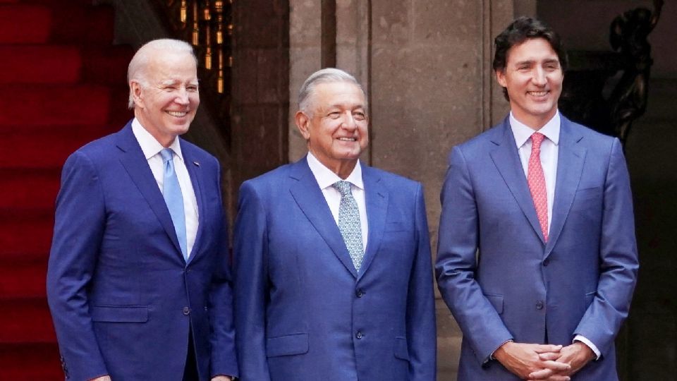 Joe Biden, Andrés Manuel López Obrador y Justin Trudeau, presidentes de EU, México y Canadá.