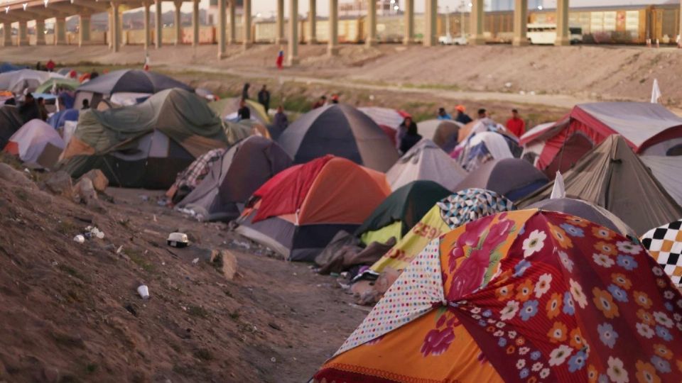 Campamento de migrantes en Ciudad Juárez.