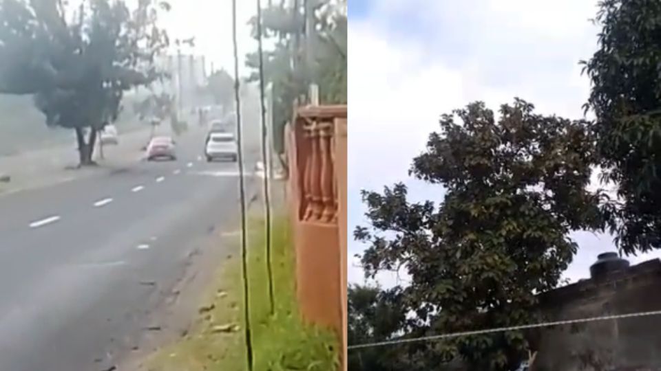 Pobladores de Las Bajas zona poniente del Puerto de Veracruz, captaron el momento justo de las detonaciones.