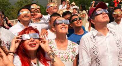 Chistes y campaña con el eclipse de sol, hacen Delgado, Sheinbaum y Layda