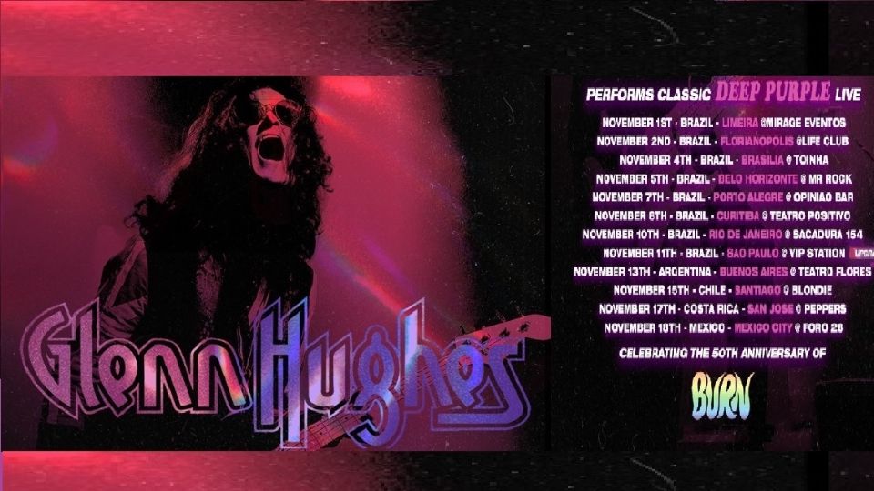 Glenn Hughes 'la voz de rock' estará en México en concierto presentando los grandes éxitos de Deep Purple.