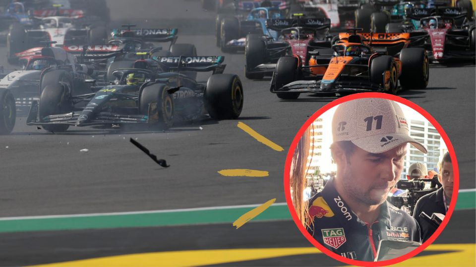 El mexicano Sergio 'Checo' Pérez de Red Bull Racing sufre un accidente hoy, en el Gran Premio de México de Fórmula 1.