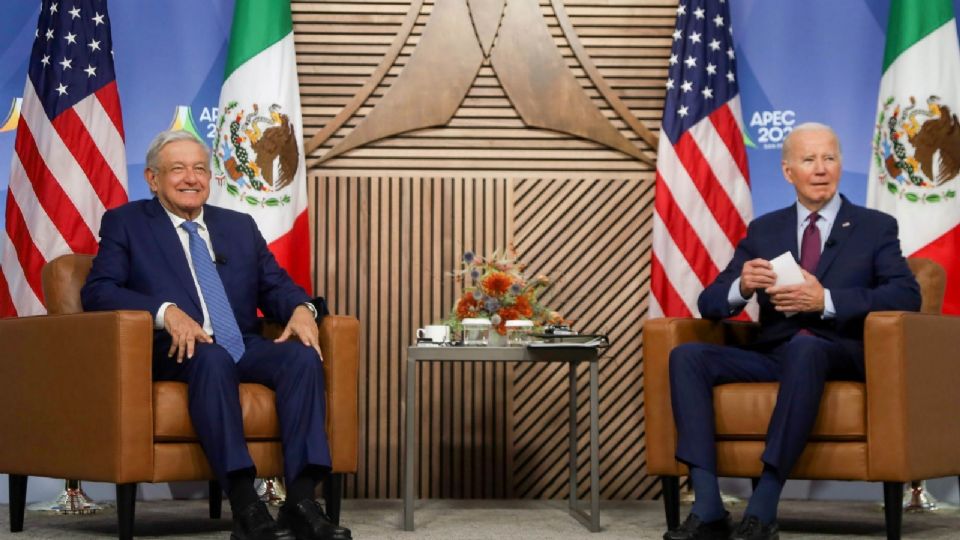 AMLO y Joe Biden en reunión bilateral.