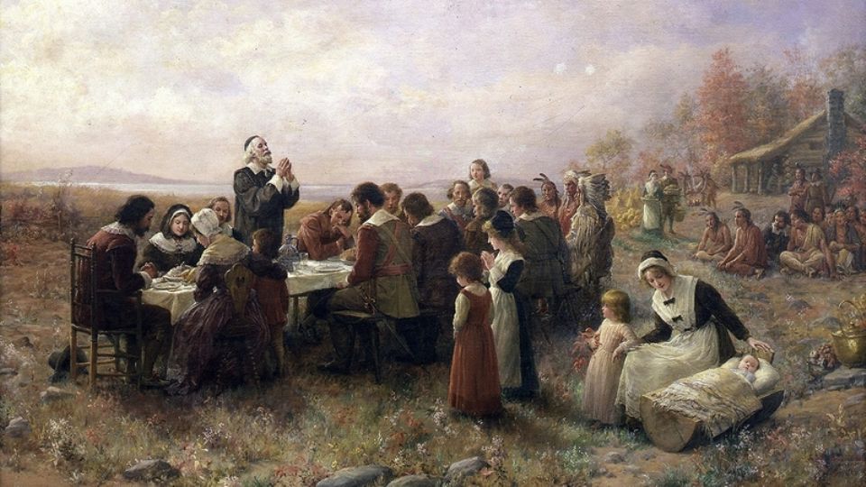 Primer Día de Acción de Gracias en Plymouth, Massachusetts.