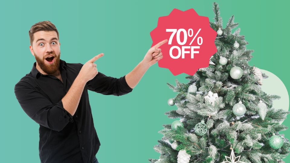 Las ofertas de los árboles de navidad son del 70% de descuento.