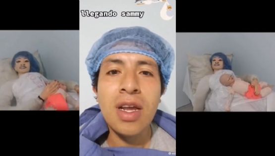 Colombiano presenta a su tercer hijo con una muñeca de trapo en TikTok | VIDEO
