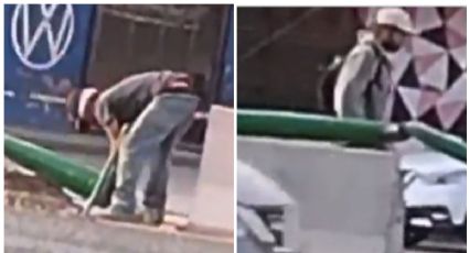 Captan a pareja robando cables de luz y uno de ellos sale volando en el intento: VIDEO