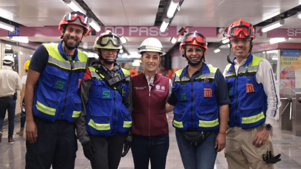 Supervisa Claudia Sheinbaum trabajos de instalación de charolas, cableado y del sistema de Control de Trenes de L1