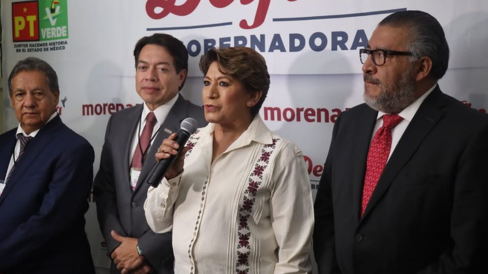 Delfina Gómez, candidata de Morena-PT y PVEM a la gubernatura del Edomex.