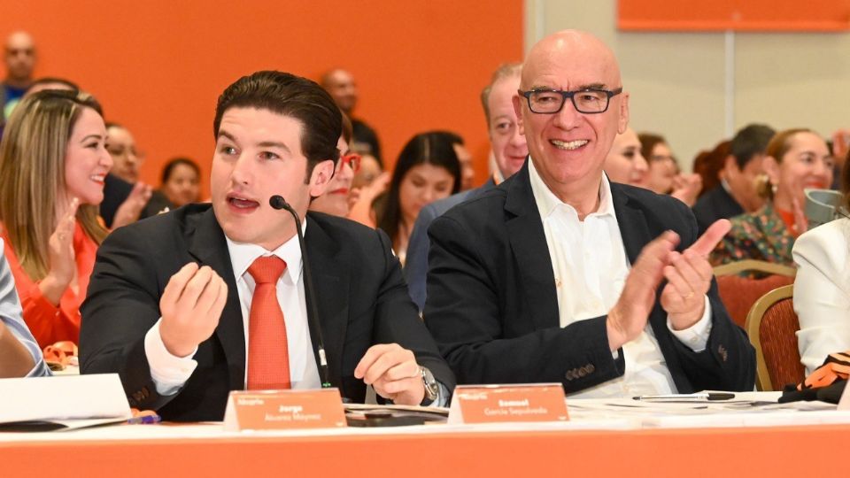 Samuel García, gobernador de NL; Dante Delgado, dirigente de MC.