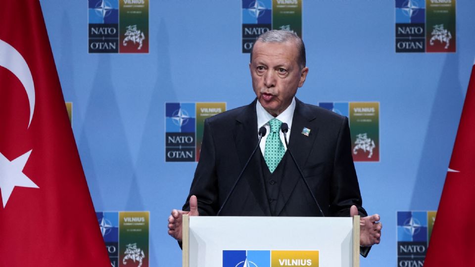El presidente turco, Recep Tayyip Erdogan, en la OTAN.