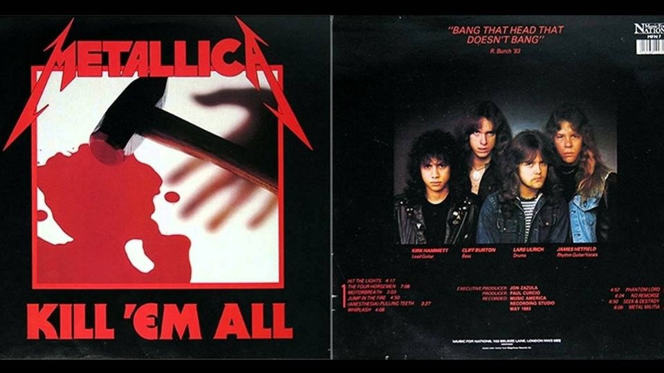 Gatefold del álbum 'Kill 'Em All' de Metallica de 1983, Primera edición.