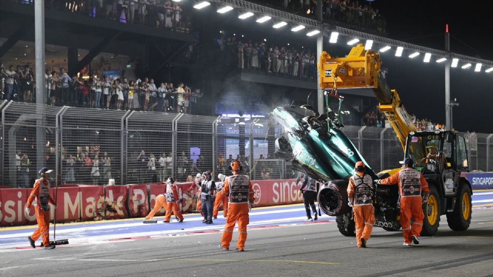 GP de Singapur: El piloto Lance Stroll sufre fuerte accidente en la Q1 que dejó su monoplaza destrozado