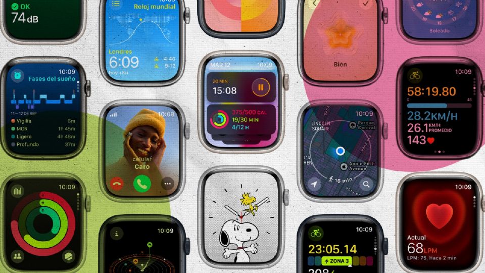 Nuevas carátulas de watchOS 10.
