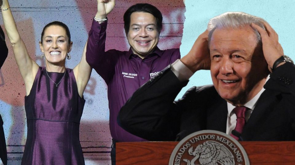 Claudia Sheinbaum, Mario Delgado y Andrés Manuel López Obrador.