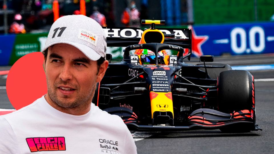 Sergio Checo Pérez y el monoplaza de Red Bull Racing.