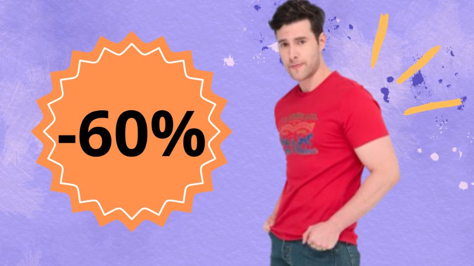 Playeras para hombre con descuento del 60%.