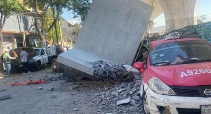 Cae grúa con una dovela en obra del tren interurbano; no hay heridos, sólo dos vehículos dañados