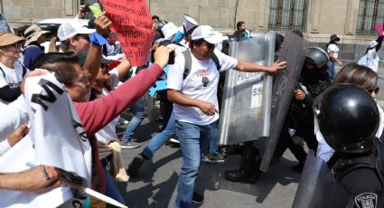 Trabajadores del PJF y elementos de la SSC se enfrentan de nueva cuenta en Palacio Nacional