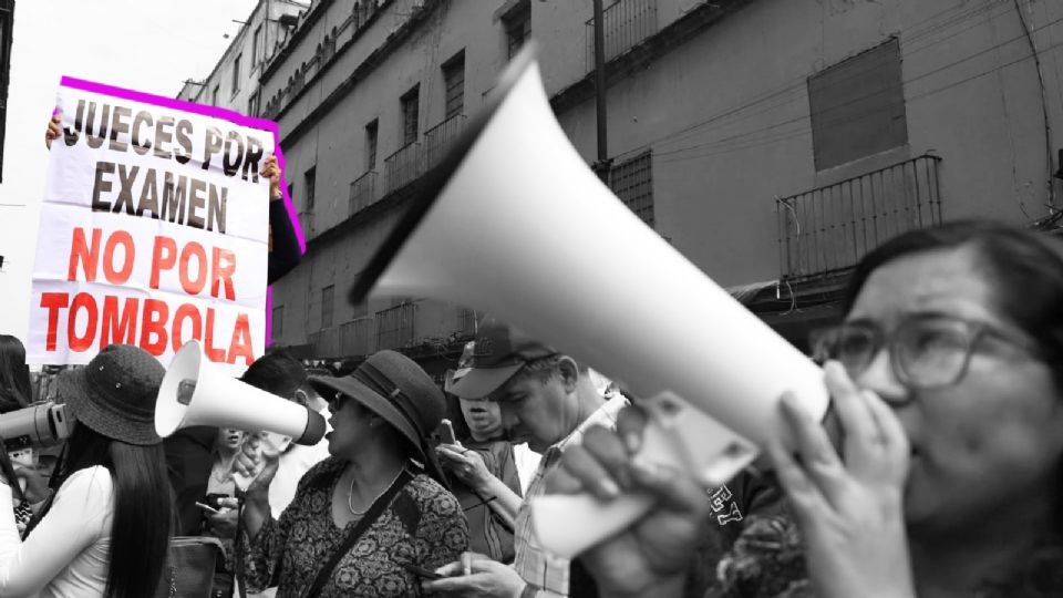 Trabajadores de PJF protestaron este martes en las inmediaciones del Palacio Nacional.