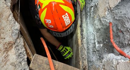 Hombre queda atrapado en una zanja tras el colapso de una pared de tierra en García