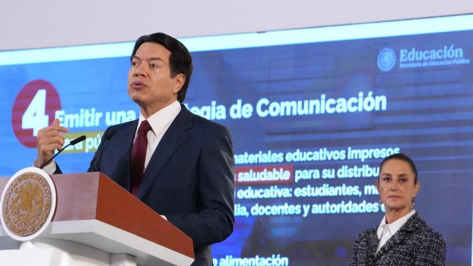 Mario Delgado, secretario de Educación Pública, en la conferencia matutina de la presidenta Claudia Sheinbaum.