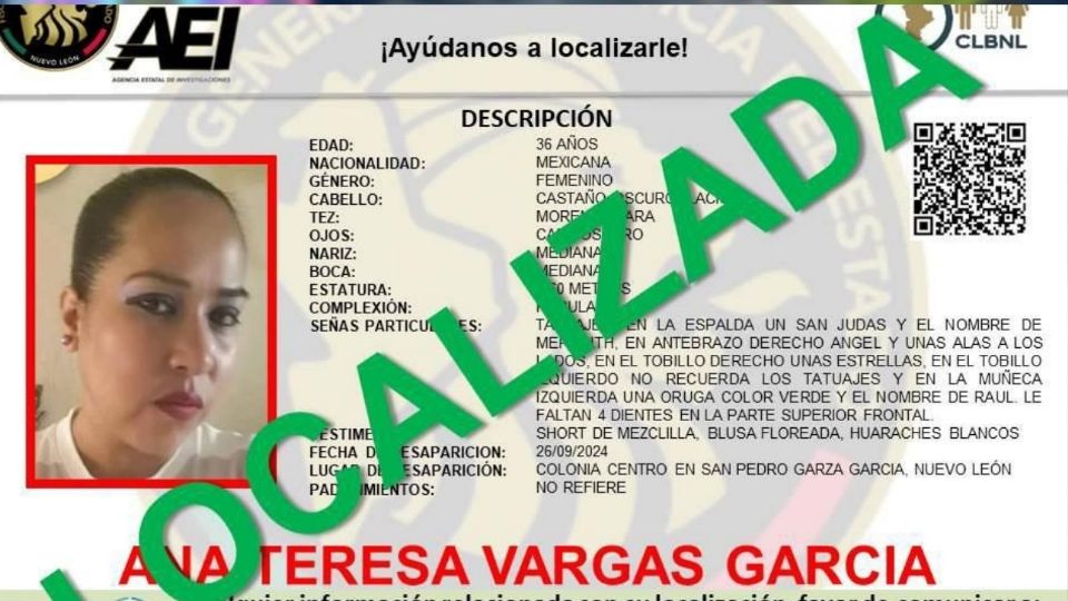 Mujer de San Pedro localizada por las autoridades.