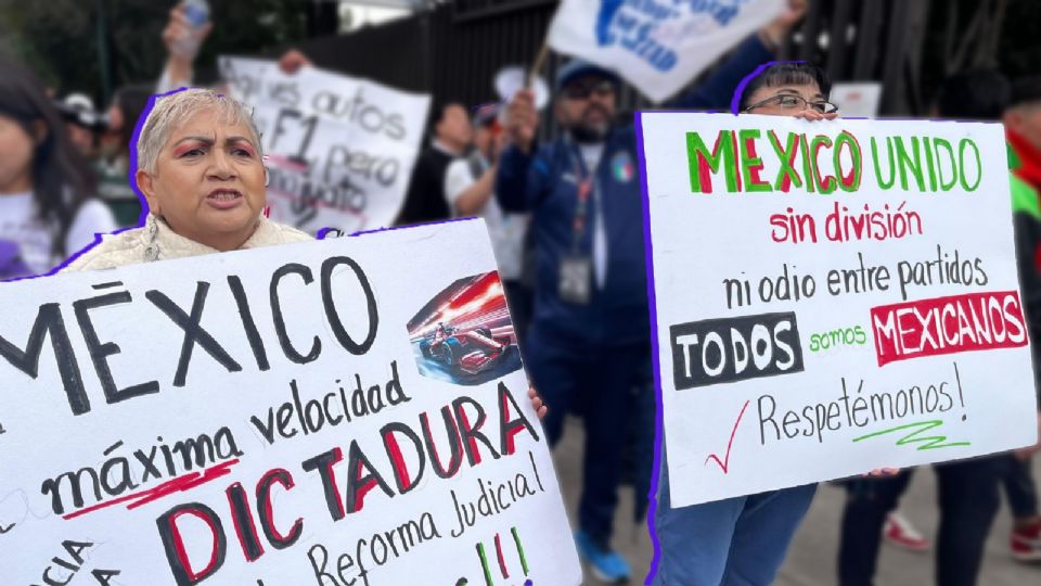 Trabajadores del Poder Judicial se manifestaron afuera de la Puerta 6 del Autódromo Hermanos Rodríguez el pasado 27 de octubre de 2024.